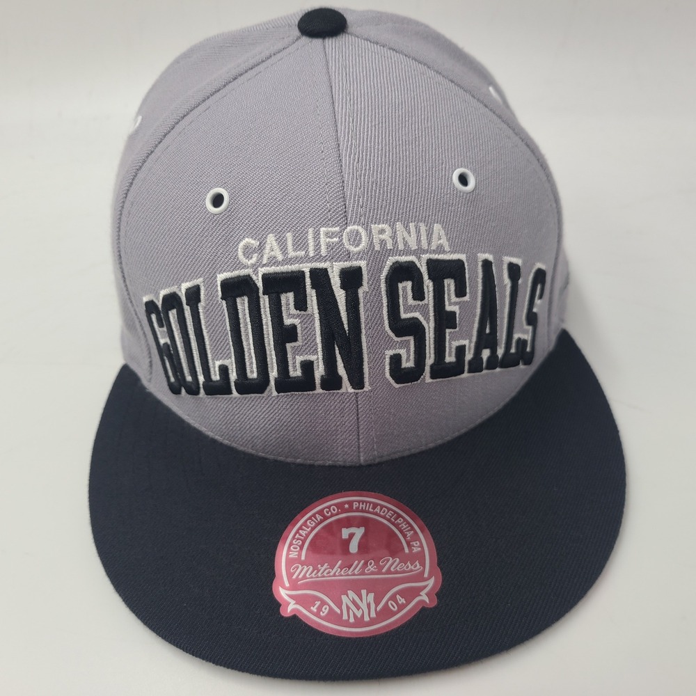 California Golden Seals Hat Fitted 7 Mitchell & Ness Gray‎ Black NHL Hockey Wool